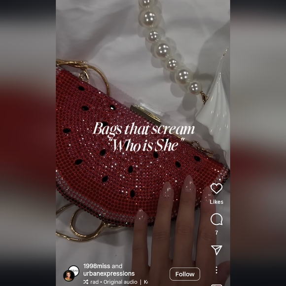 Tabitha Evening Bag Bling Rhinestone Water Melon Purse Urban Expressions NWT$90 - Picture 2 of 13